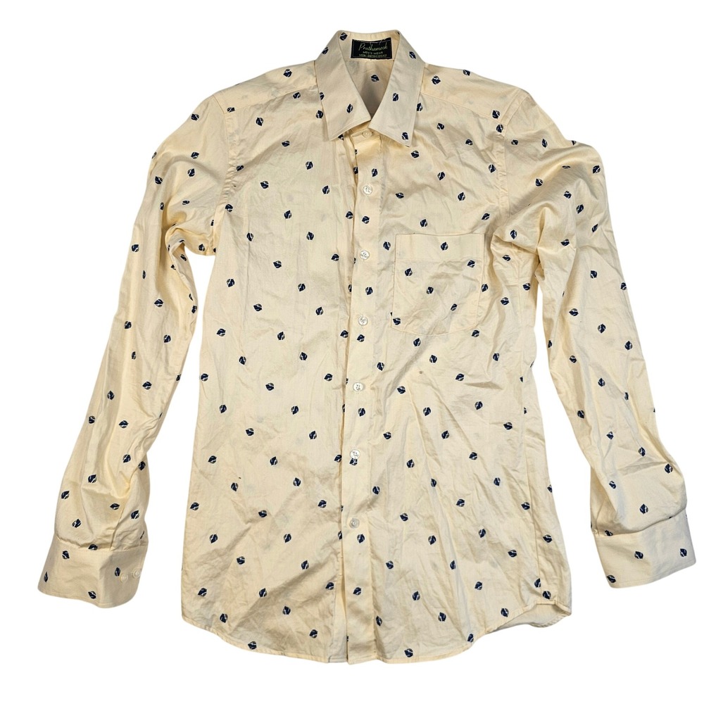 Prathamesh Mens Wear Cream Geometric Print Long Sleeve Button Down Shirt